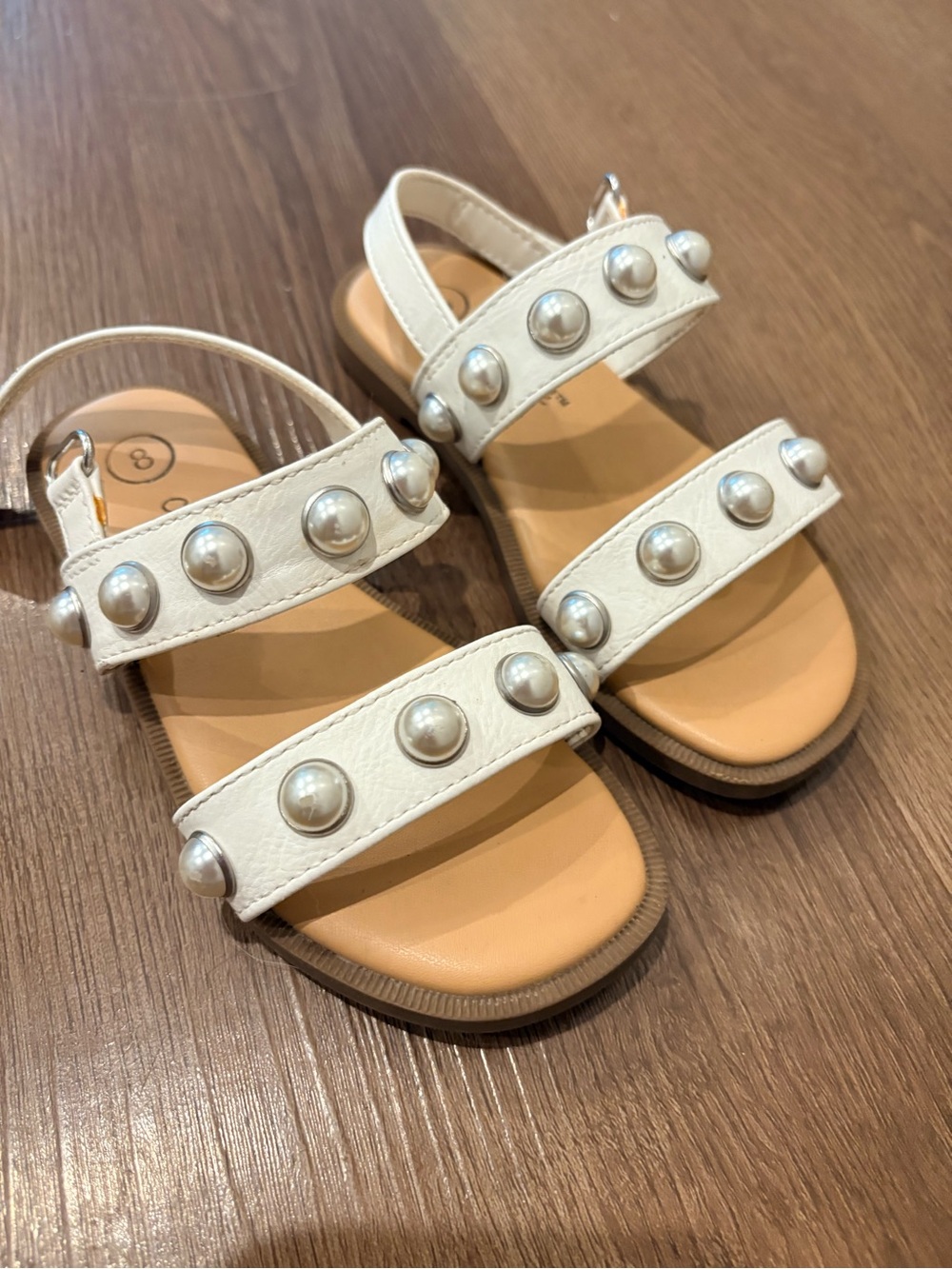 Cat & Jack White Pearl-Accented Kid’s Sandals